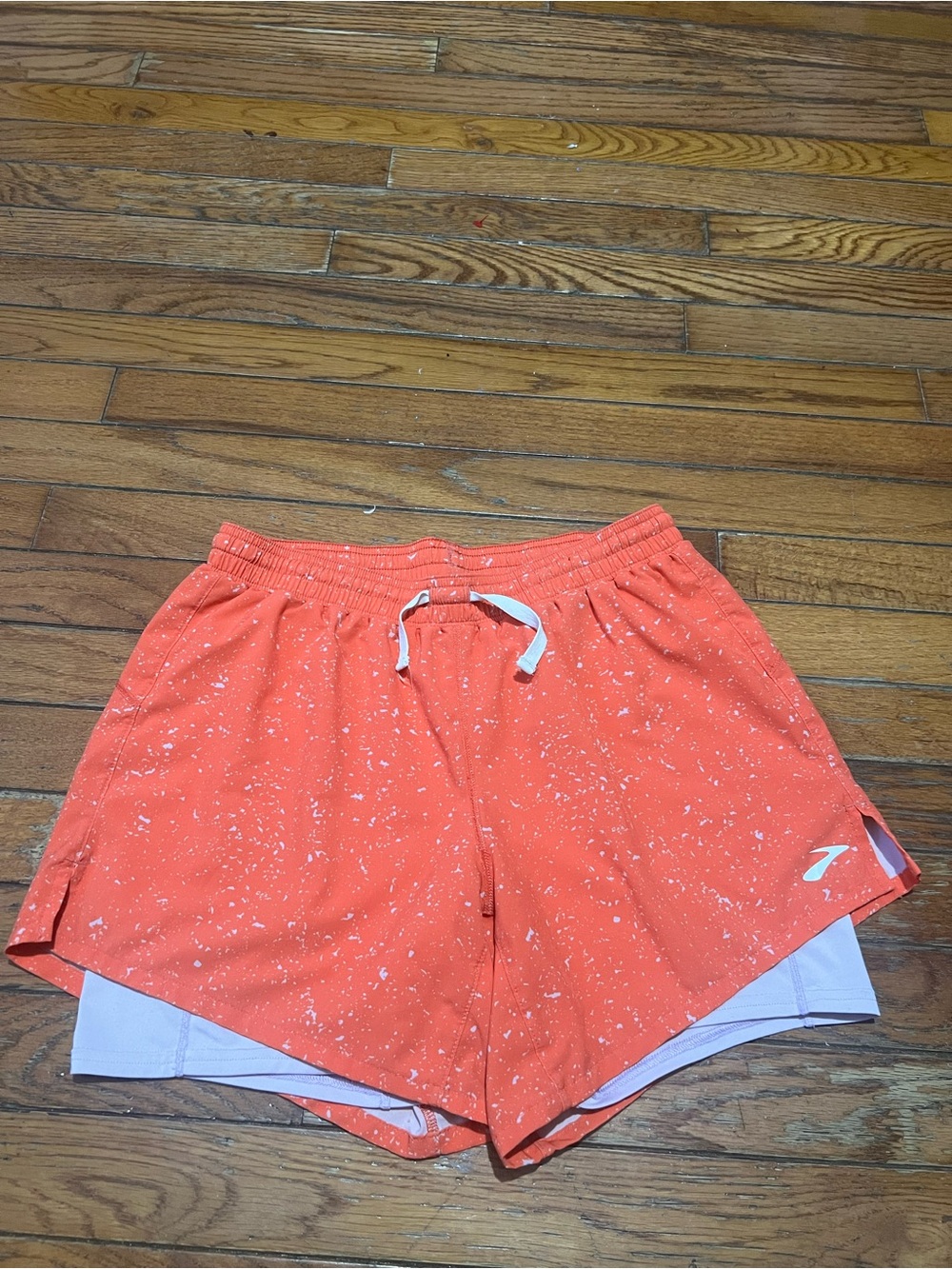 Brooks Coral Speckle Running Shorts with White Liner
